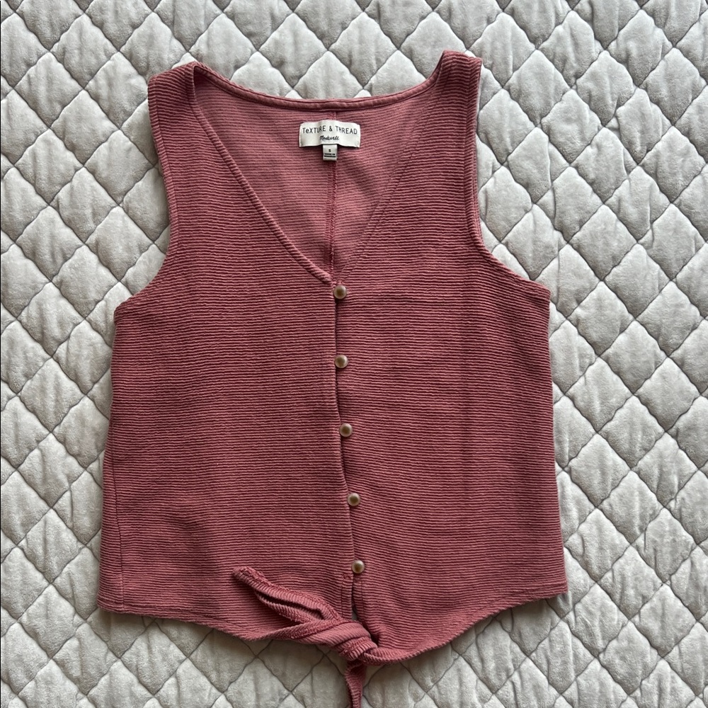 Madewell Rose Sleeveless Tie-Front Blouse